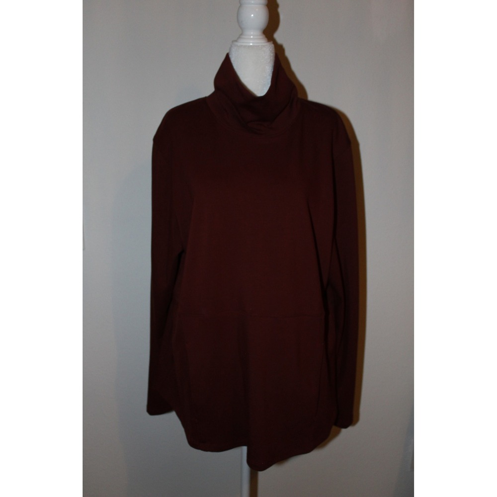 Orvis Women's XL Burgundy Cowl Neck‎ Long Sleeve Rayon Spandex Top NWOT